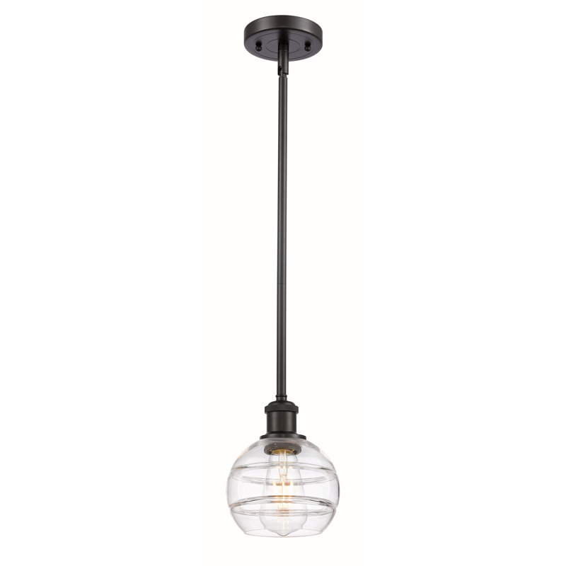Luminaire suspendu avec tige 1 lumière Ballston Bienes-516-G556, H 7,88 po x l 5,88 po x P 5,88 po, Transparent