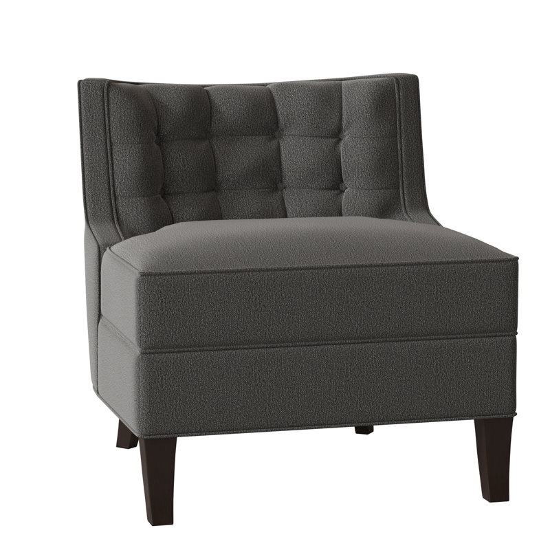 Social Sunbrella® Boucle Tufted Chair, Elise Linen, American Walnut