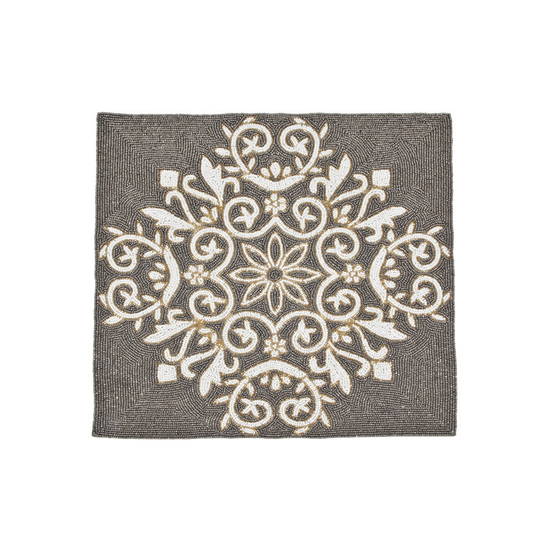 Gray Flower Square Placemat