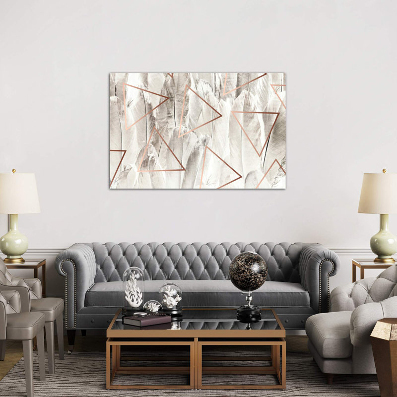 Copper Feathers - Wrapped Canvas Print, 66.04 cm H x 45.72 cm W x 1.91 cm D