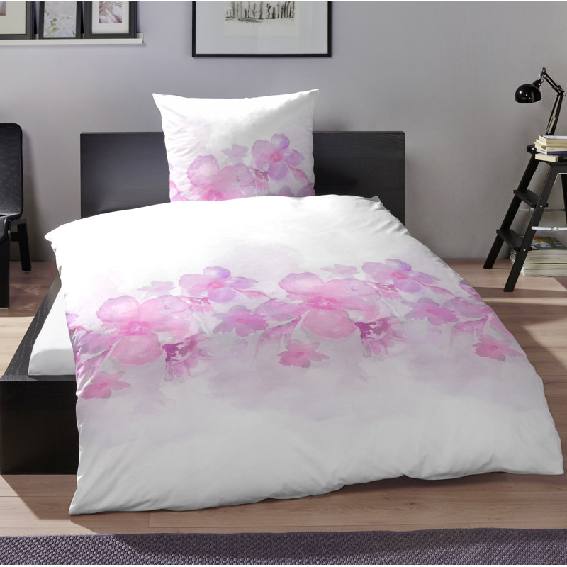 Means Cotton 200 TC Reversible 2 Piece Duvet Cover Set, Pink/Purple, 155 x 220 cm - 1 Pillowcase (80 x 80 cm)