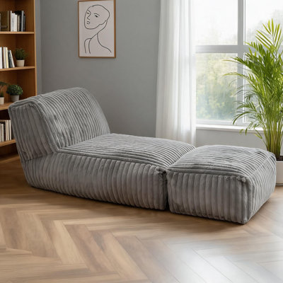 Canapé-lit convertible à siège simple modulaire en velours côtelé gris classique moderne à profil bas