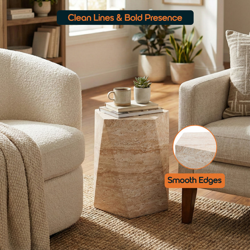 Table d'appoint en fibre de verre Nexigo, Travertin