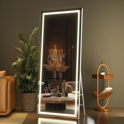 Miroir de salle de bain à DEL avec lumières - verre trempé, antibuée, à intensité variable, 3 modes de couleur, fixation murale et garantie de 3 ans