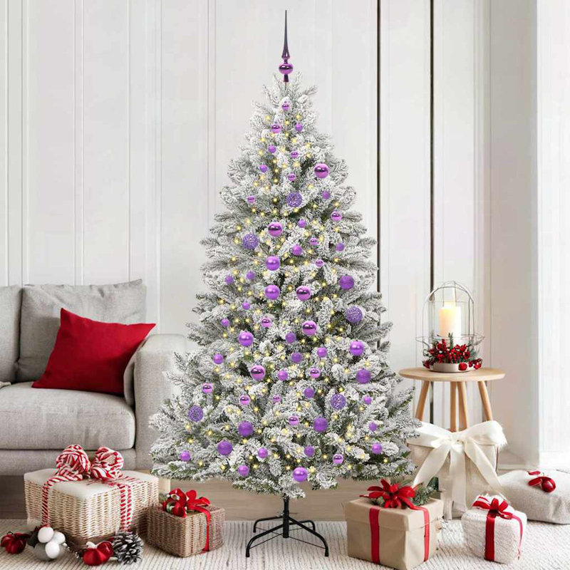 Artificial Christmas Tree Green and White PVC and Metal, 5.91 ft