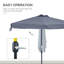Parasol de patio de 7,5 pi avec parasol demi-parasol, manivelle, gris