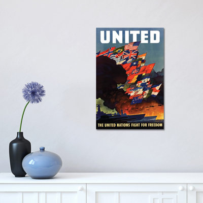WWII Poster the United Nations Fight for Freedom 1 Piece Wrapped Canvas Wall Art