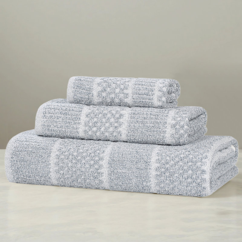Ensemble de serviettes 3 pièces Annalotta, Bleu denim