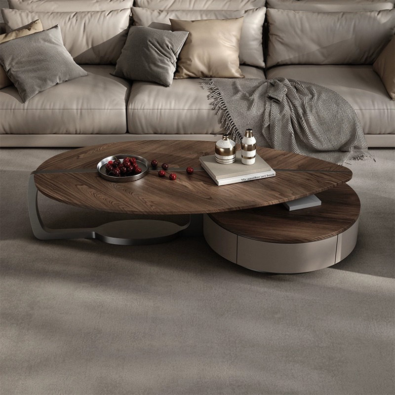 Table basse de luxe en bois massif clair, Noyer foncé