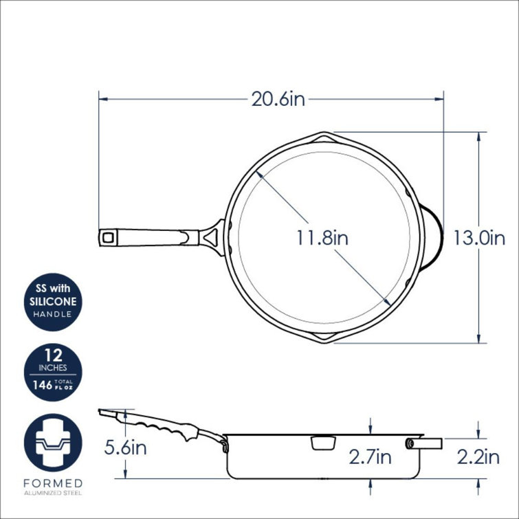 Nordic Ware Professional Weight 12 Inch Texas Skillet With Helper Handle