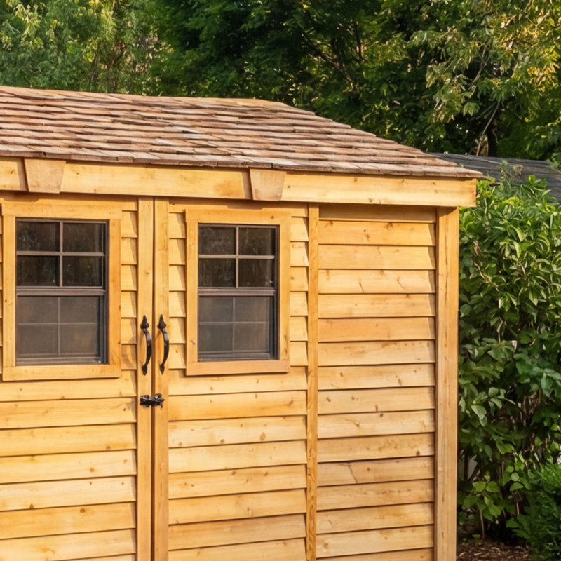 12 ft. W x 4 ft. D Western Red Cedar Spacesaver Lean-To Outdoor Storage Shed with Sliding Doors and Cedar Shingle Roof