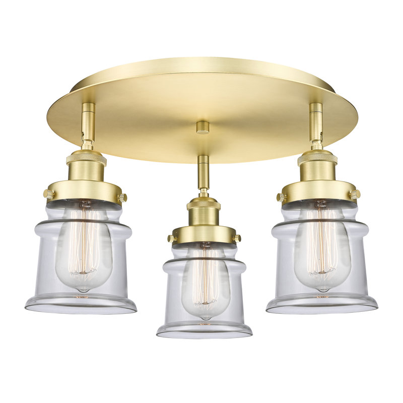 Alvi Glass Flush Mount, Clear, Satin Gold