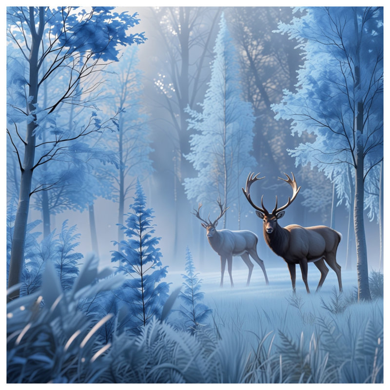 Housses de couette Deer In Frosty Forest, Très grand lit