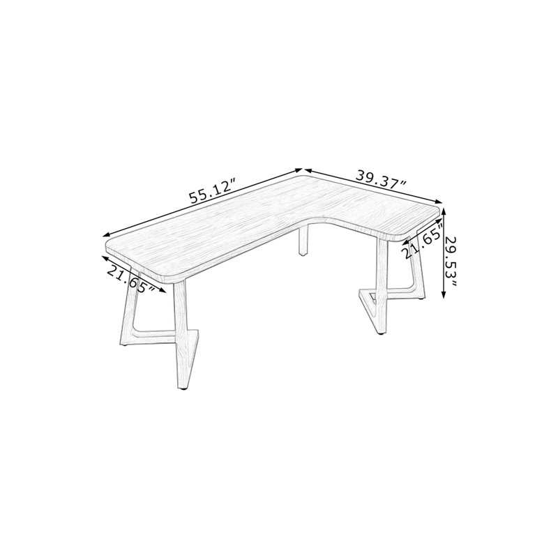 Bureau d'écriture en L en noyer massif, H 29,53 po x l 55,12 po x P 39,37 po, Oui