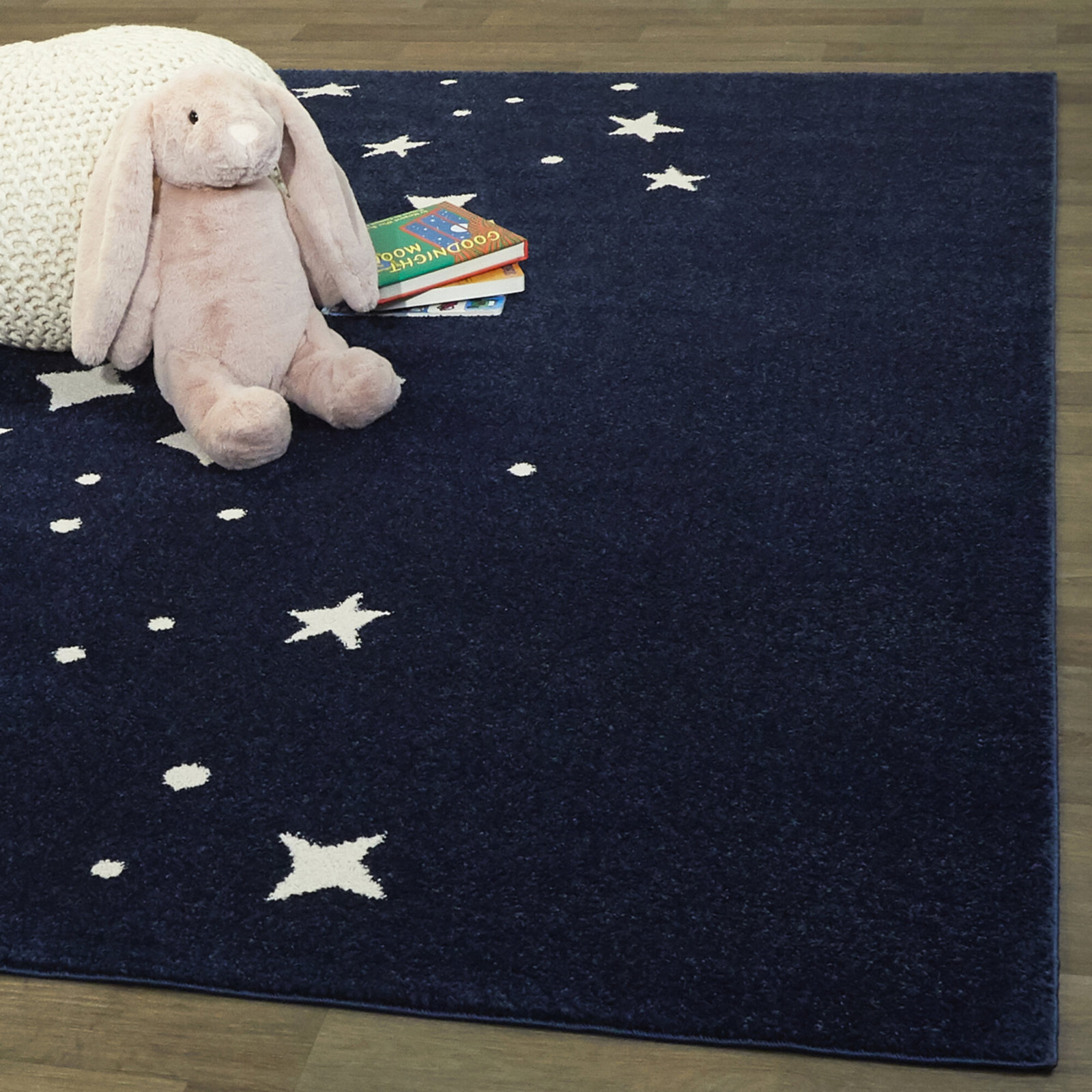 Gile Gray Rug, Rectangle 3'11" x 5'7", White/Navy