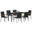  7 Piece Garden Dining Set Black PVC-coated polyester And Steel
