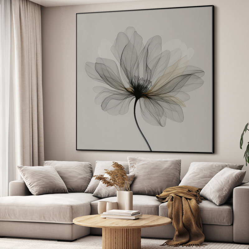 Très grande reproduction d'art sur toile - Fleur, art floral moderne, décoration pour le salon ou la chambre à coucher - «Assemblage requis du cadre (cadre non fini)»
