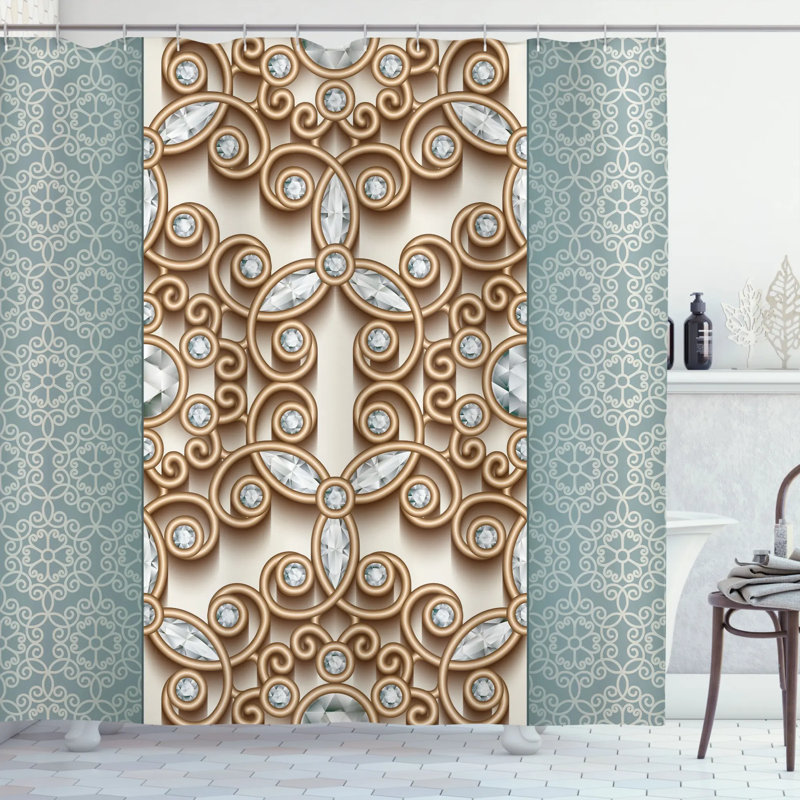 Vintage Diamonds Retro Shower Curtain Set, 69" H x 105" W