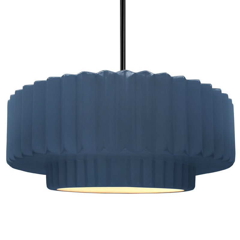 Luminaire suspendu 1 lumière Meydan, H 6 po x l 16,25 po x P 16,25 po, Ciel de minuit / blanc mat / noir mat, Noir mat