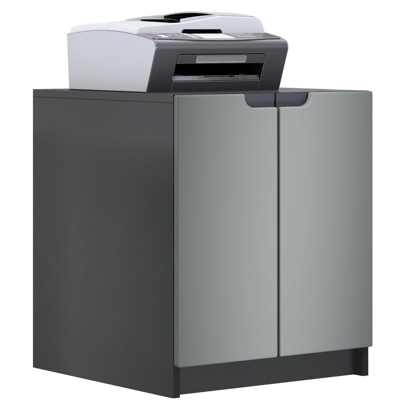 Logan 2 -Door 1 -Shelf Cabinet Office Storage Cabinet, Black Matte/Black