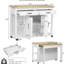 Îlot de cuisine 47,2 po avec table de salle à manger extensible 13,8 x 41,7 po, placage en bois d'hévéa, support de rangement interne, prises de recharge-133698572-133698575-133698577