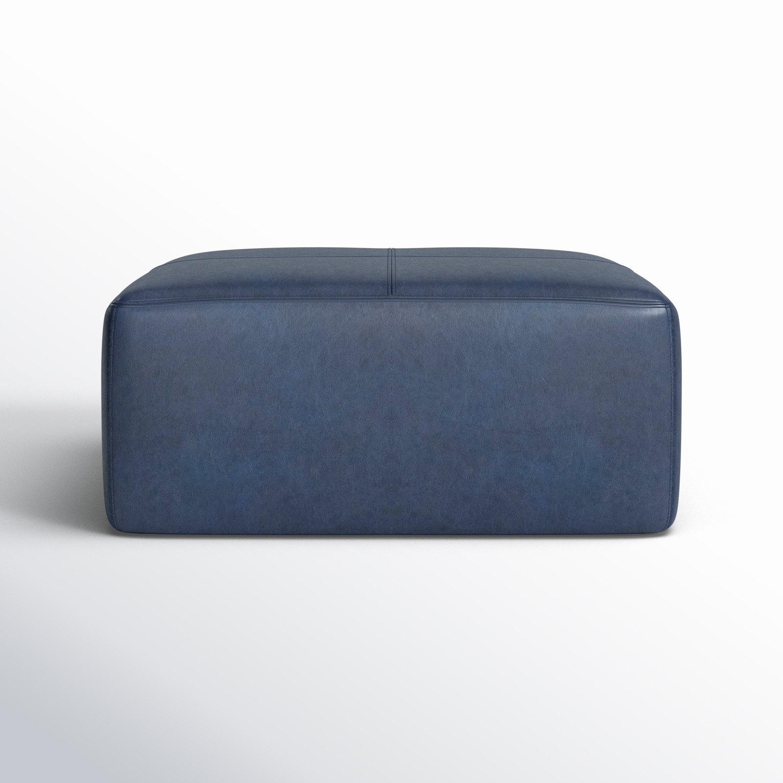 Heafield 35" Genuine Leather Ottoman, Midnight Blue Genuine Leather