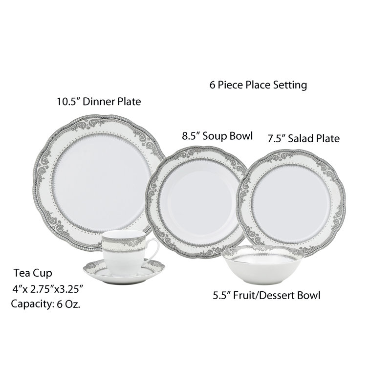 Porcelain China Dinnerware Set 24 Piece - Service for 4