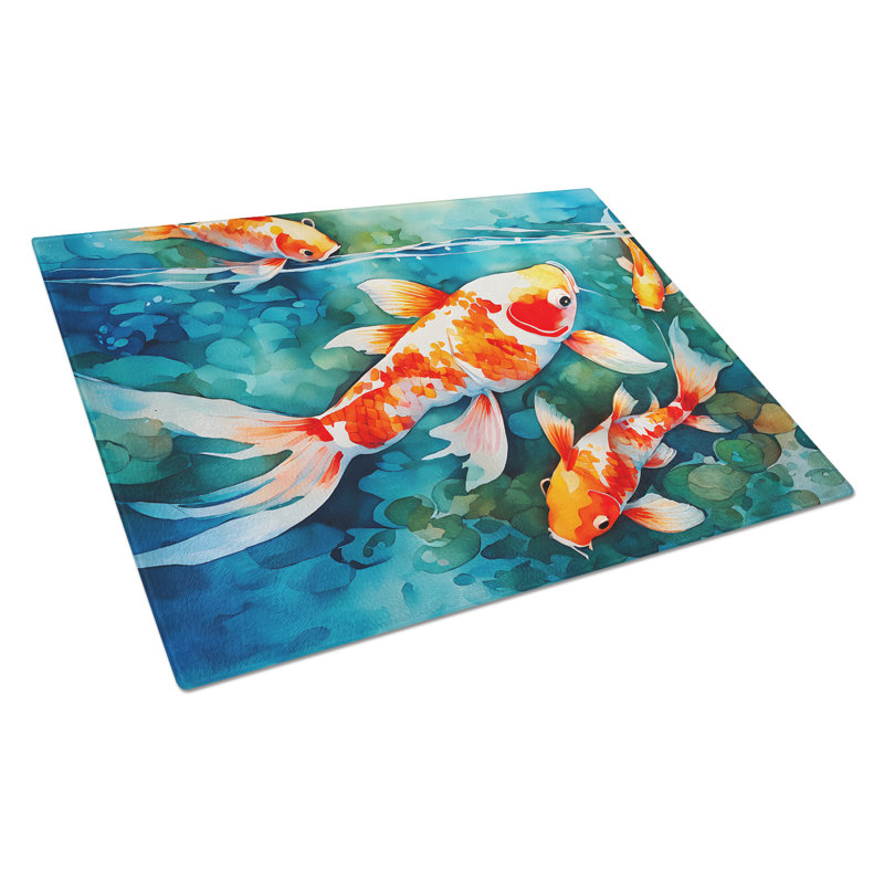 Koi Fish Glass Cutting Board Large