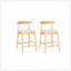 Tabourets de comptoir en bois massif de style moderne Mid-Century 24 po, tabourets de comptoir rembourrés avec pieds en bois pour îlot de cuisine Bar (structure naturelle et coussin beige)