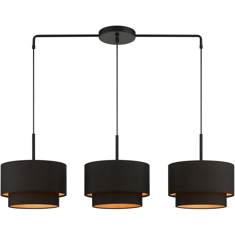 Luminaire suspendu cylindrique à 3 lumières DEL, Noir