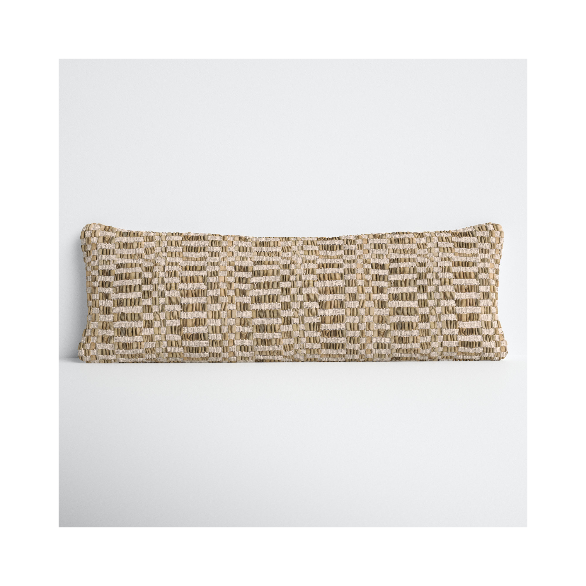 Geometric Cotton Throw Pillow, Cypress, 14"H x 42"W