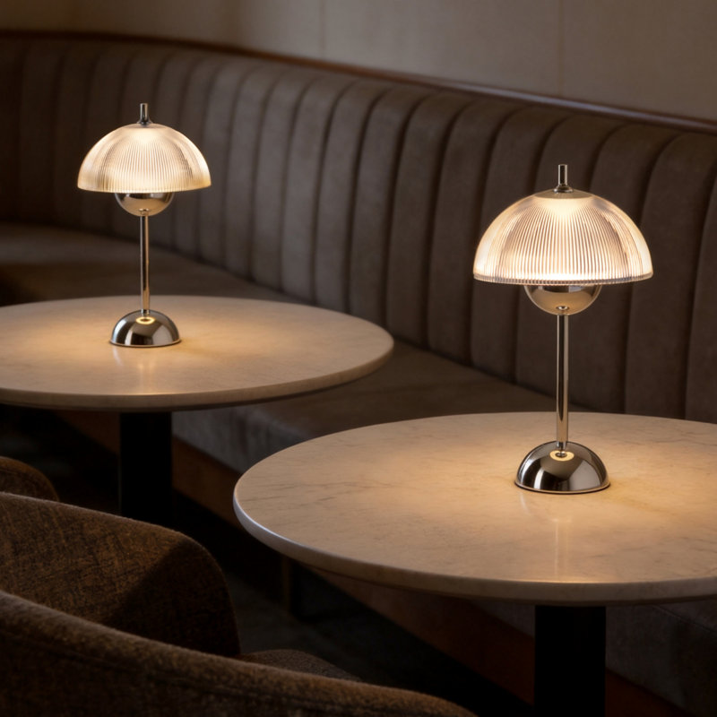 Set of 2 Modern Chrome Table Lamps