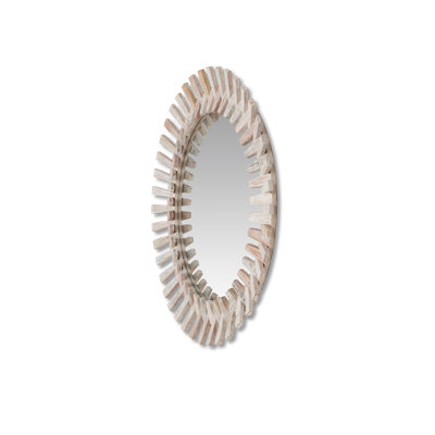 Diza Wood Round Wall Mirror