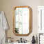 Miroir fonctionnel avec armoire, armoire murale de salle de bain avec cadre en bois avec miroir et tablettes réglables, miroir mural avec rangement pour salle de bain