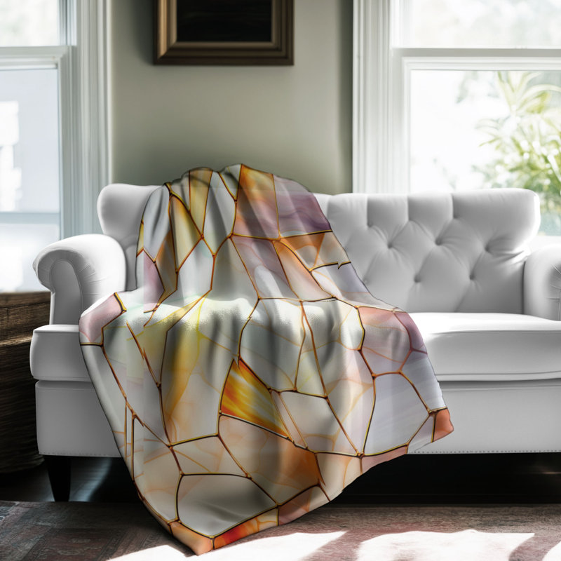 Vitrail Abstracts - 1 pièce Sherpa Premium, Lit simple