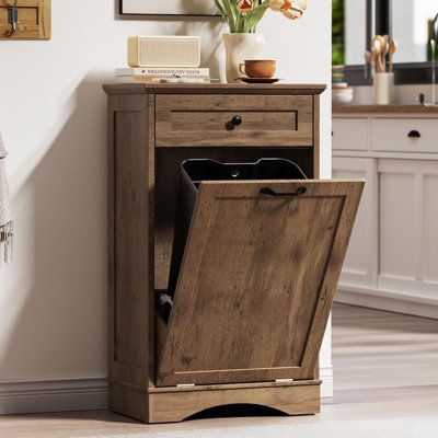 Tilt Out Trash Cabinet Kitchen Waste Bins, Laundry Hamper 13 Gallon Tilt Out Pet Proof Hidden Trash Bin For Kitchen Living Room