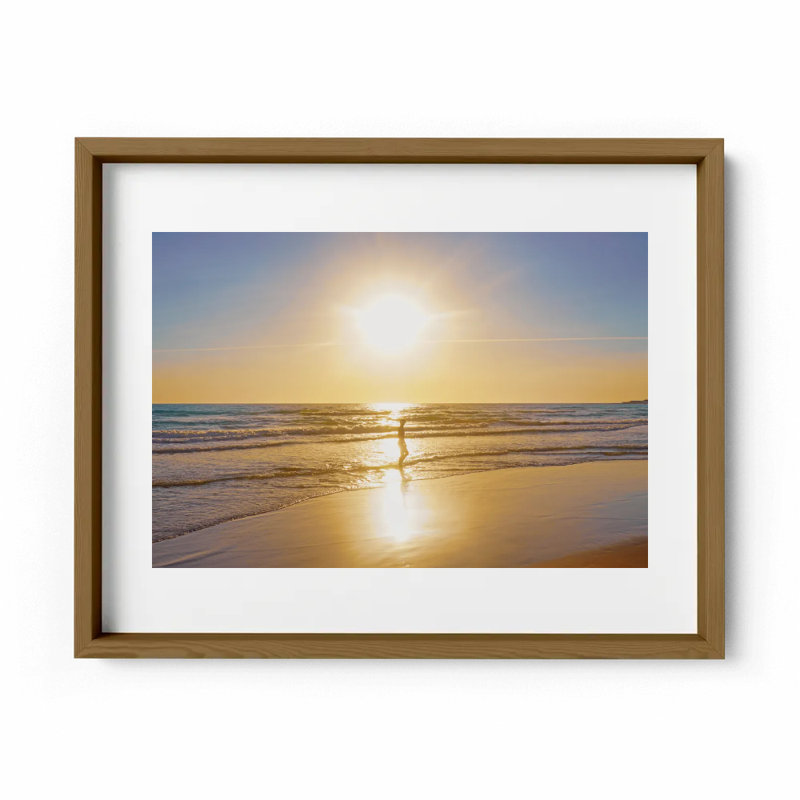 Sunset Shimmer Print by Joseph Regan, 26" H x 36" W x 0.75" D, Walnut