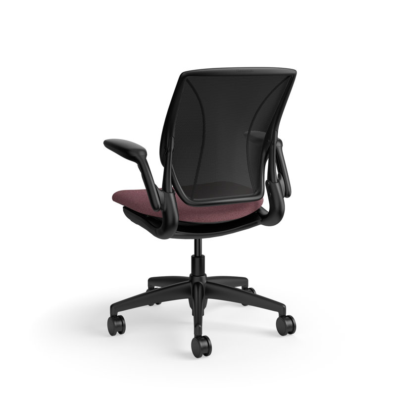 World LM, Ergonomic Task Chair with Poppy Seed Backrest, and  Autumn Upholstered Seat, Black, Light Red-Brown Fabric