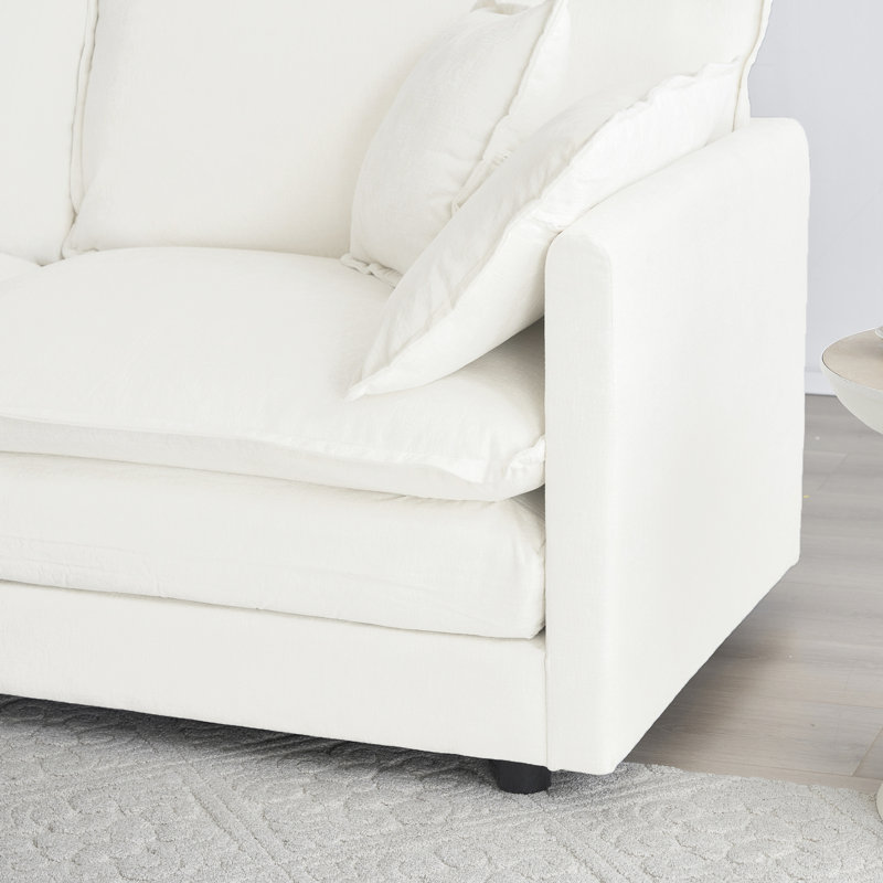 Ensemble de salon modulaire en U à 5 places avec chenille blanche: Chenille