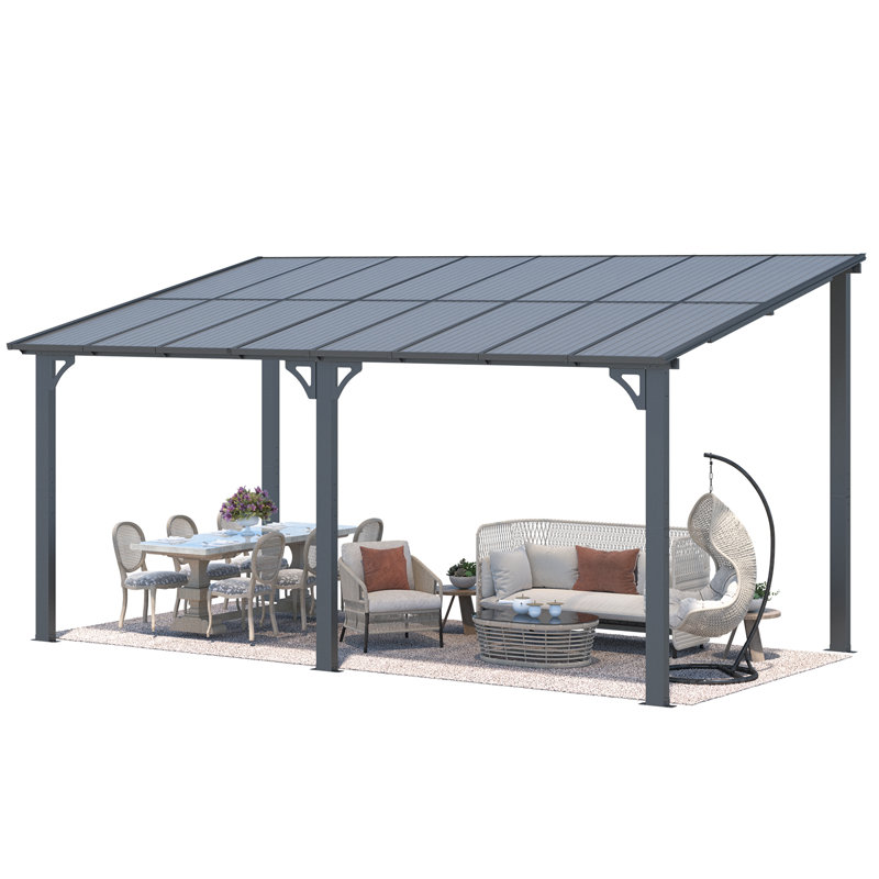 Mandalc Pergola with Canopy, 487.68cm x 243.84cm, Black