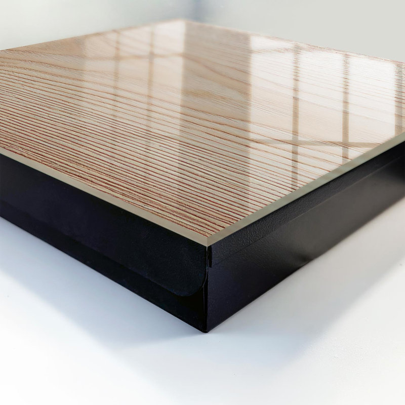 Key cabinet for home, Opens to the left, 30x30x5, Black, Natural wood pattern in warm shades, 
