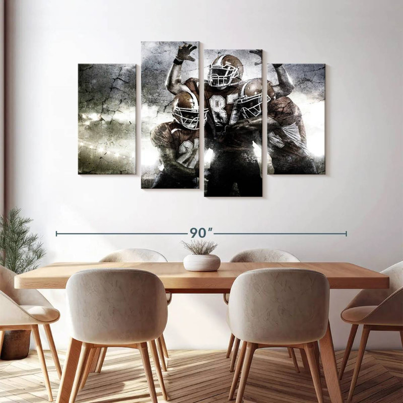 Thrilling Football - Ensemble de 4 toiles tendues, H 48 po x l 75 po x P 1,25 po