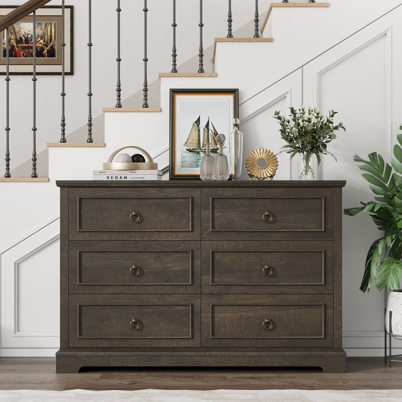 Lamyla 6 Drawer 47.2" W Double Dresser, Cappuccino