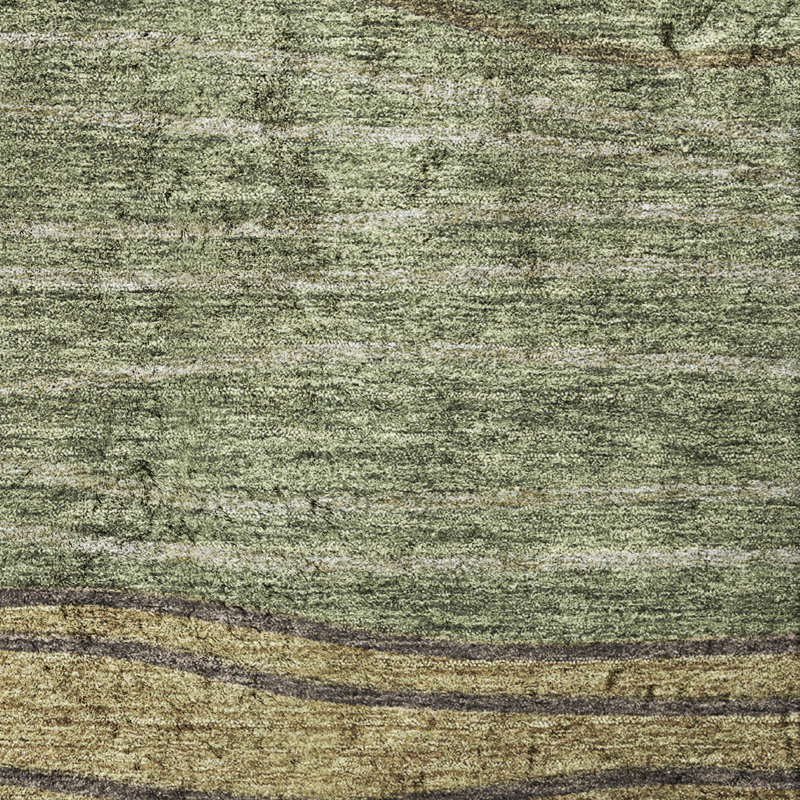 Tapis à rayures Dream Shag ADS735 lavable à la machine de qualité supérieure, Olive, 10' x 14'