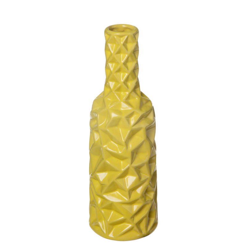 Gore Ceramic Table Vase, 12" H x 4" W x 4" D, Yellow