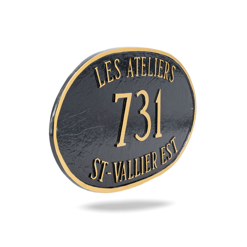 Plaque d’adresse murale sur 3 lignes montgomery, Rouge brique / Argent, Oui