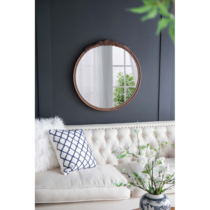 Cadre de miroir antique 30 po, Brun