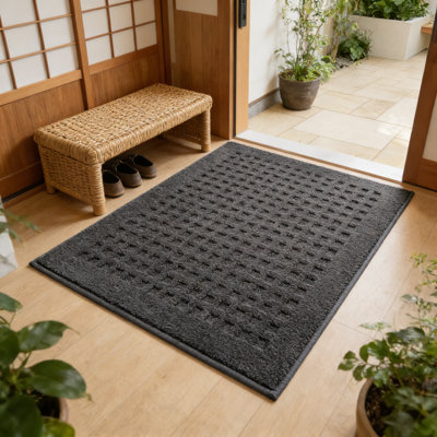 Dirt Trapper Waffle Door Mat Absorbent Non-Slip Washable 24X36 Dark Grey