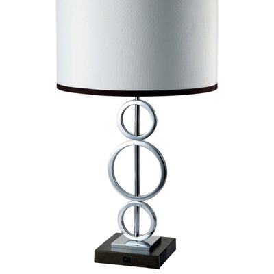 Lampe de table 29 po de haut à finition argentée avec abat-jour blanc