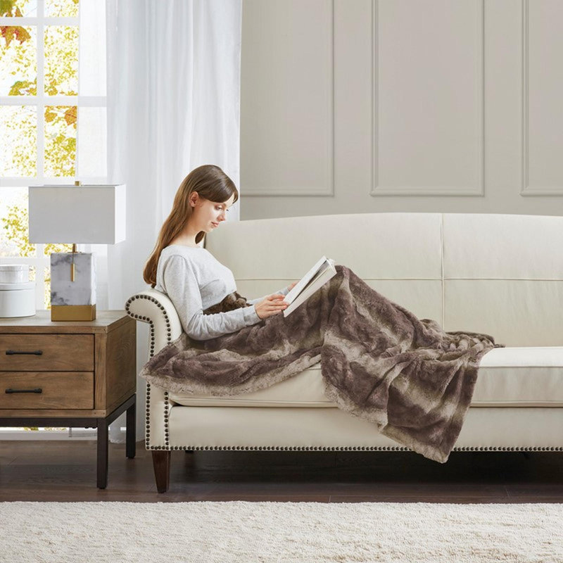 Couverture en fausse fourrure 1pc, Brun, Grand lit